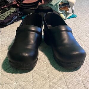 Dansko Black Leather Mules